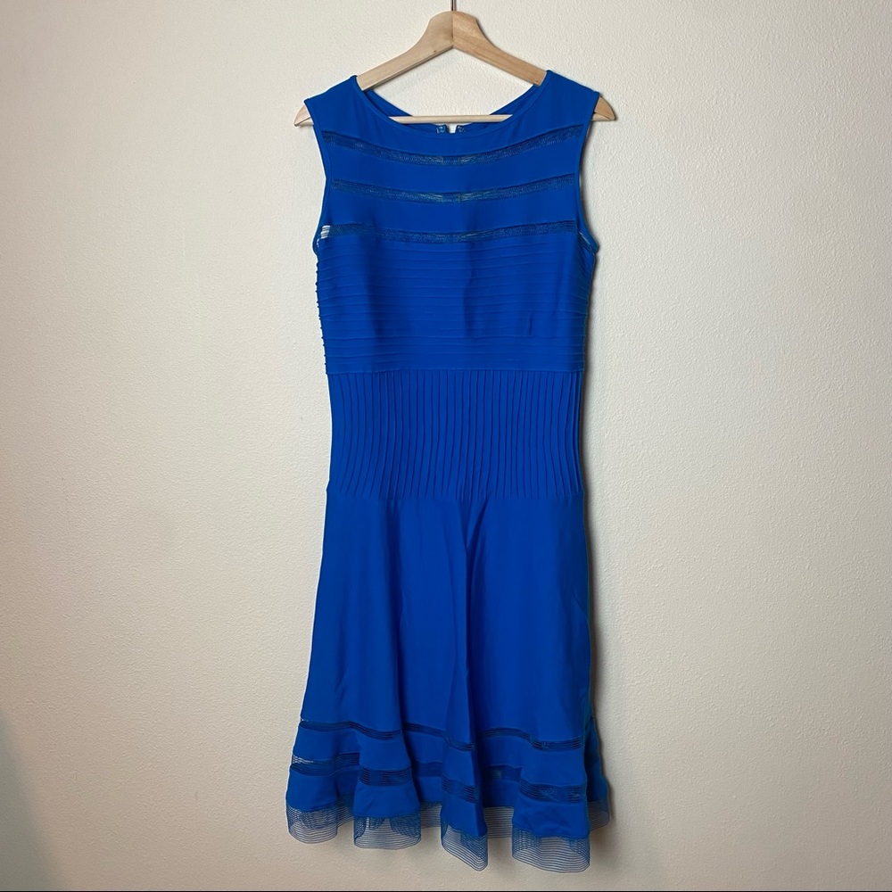 Tadashi Shoji Illusion Mesh Stripe Dress in Sky L
